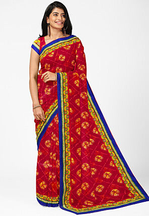 Tie N Dye Georgette Saree in Red
