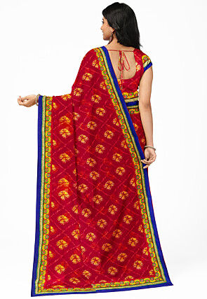 Tie N Dye Georgette Saree in Red