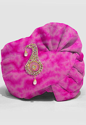 Tie N Dye Printed Pure Kota Silk Unisex Turban in Shaded Pink