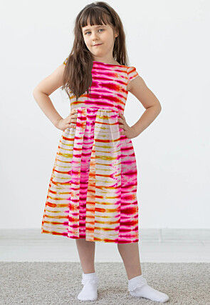 Tie N Dye Pure Silk Dress in Multicolor