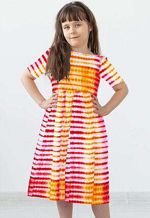 Tie N Dye Pure Silk Dress in Multicolor