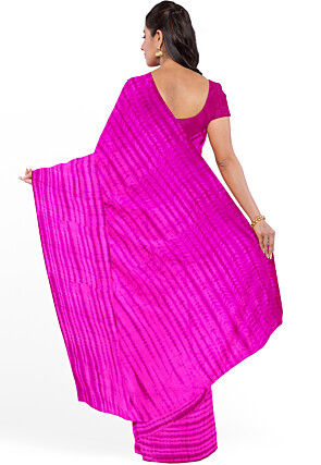 Tie N Dye Pure Silk Saree in Fuchsia