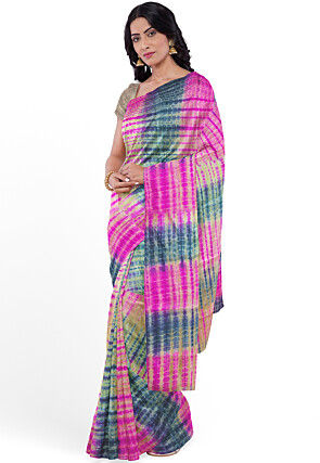 Tie N Dye Pure Silk Saree in Golden