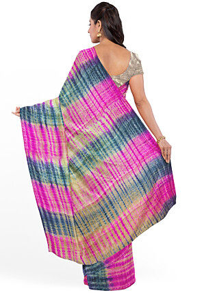 Tie N Dye Pure Silk Saree in Golden