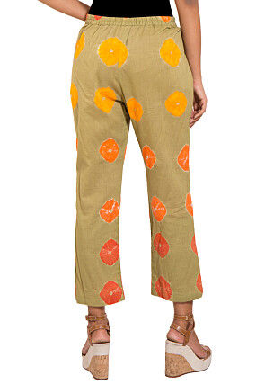 Tie N Dyed Cotton Pant in Olive Green