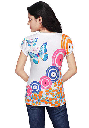 Printed Knitted Cotton Top in Multicolor