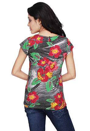 Printed Knitted Cotton Top in Multicolor