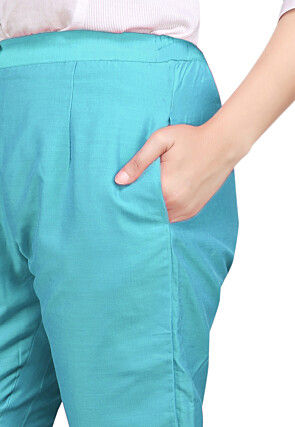 Plain Art Bhagalpuri Silk Pant in Blue