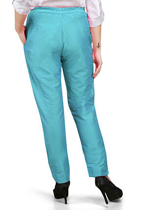 Plain Art Bhagalpuri Silk Pant in Blue