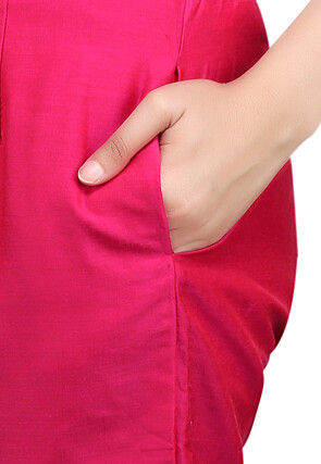 Plain Cotton Silk Pant in Fuchsia