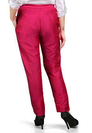 Plain Cotton Silk Pant in Fuchsia
