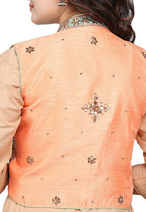 Gota Patti Embroidered Dupion Silk Jacket in Multicolor