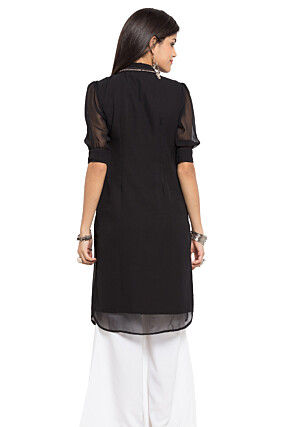 Embellished Georgette Kurti in Black