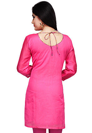 Plain Chanderi Kurti in Fuchsia