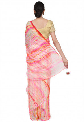 Tie N Dye Pure Kota Silk Saree in Pink and Multicolor