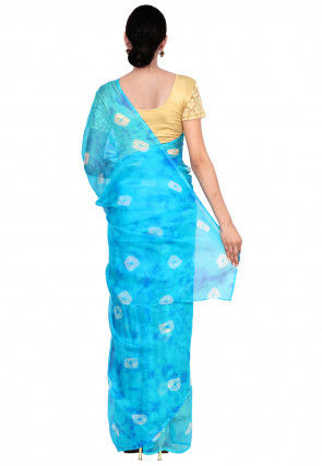 Tie N Dye Pure Kota Silk Saree in Shaded Blue