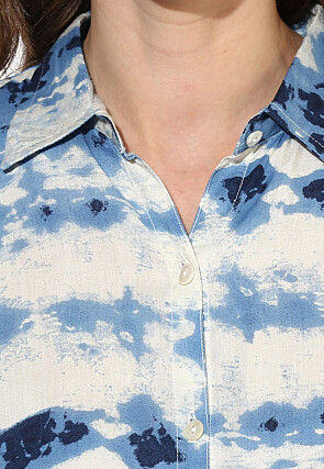 Tye N Dye Viscose Rayon Top in Blue and White