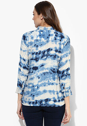 Tye N Dye Viscose Rayon Top in Blue and White