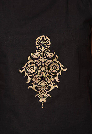 Block Printed Cotton Top in Black