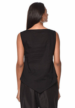 Block Printed Cotton Top in Black