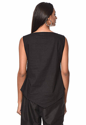 Block Printed Cotton Top in Black