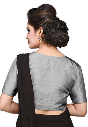 Art Dupion Silk Blouse in Grey