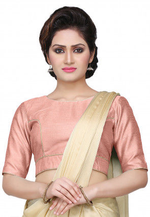 Art Dupion Silk Blouse in Peach