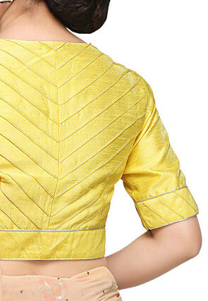 Embroidered Art silk Blouse in Yellow