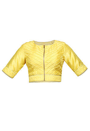 Embroidered Art silk Blouse in Yellow