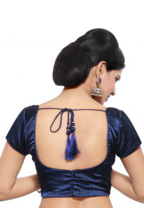 Satin Blouse in Navy Blue