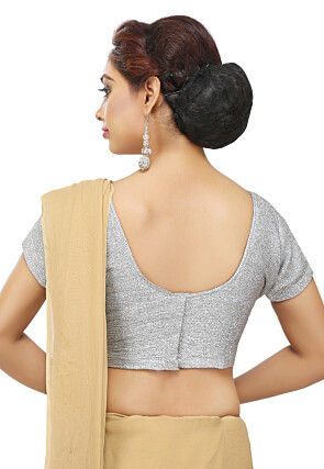 Shimmer Lycra Solid Blouse in Silver
