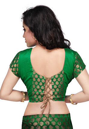 Chanderi Silk Brocade Blouse in Green
