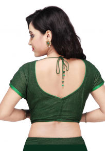 Shimmer Georgette Blouse in Dark Green