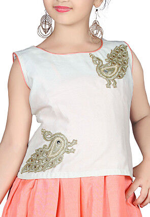 Plain Art Silk Circular Lehenga in Peach