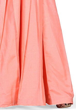 Plain Art Silk Circular Lehenga in Peach