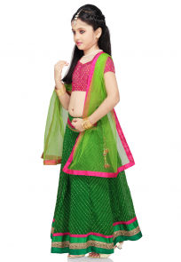 Printed Georgette Lehenga Set in Green