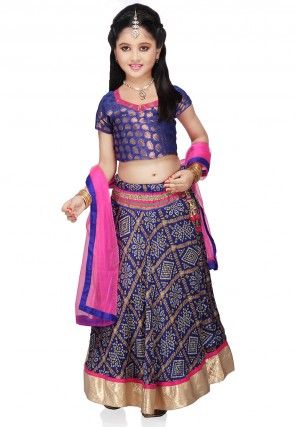 Printed Crepe Lehenga Sets in Blue