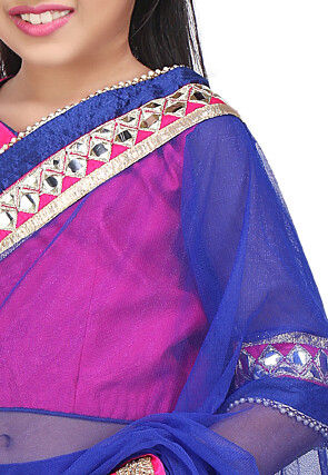 Embroidered Pre Stitched Net Saree in Royal Blue