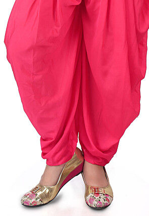 Printed Net and Bhagalpuri Silk Top Set in Pink and Beige