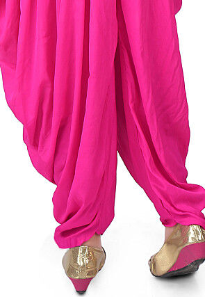 Plain Velvet Top with Dhoti Pant in Royal Blue