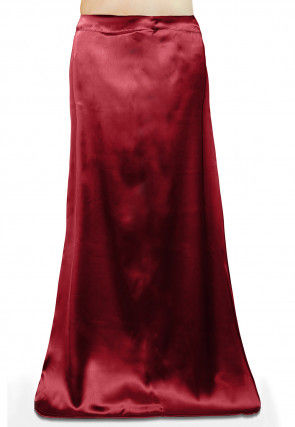 Plain Satin Readymade Petticoat in Maroon