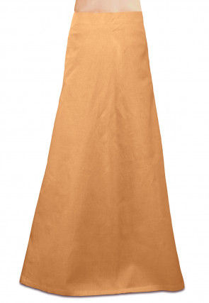 Plain Cotton Readymade Petticoat in Beige