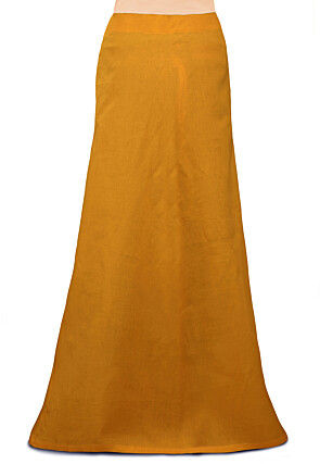Plain Cotton Readymade Petticoat in Mustard