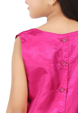 Plain Art Silk Lehenga in Fuchsia