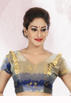 Woven Art Silk Blouse in Multicolor