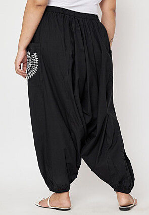 Warli Printed Pure Cotton Haram Pant in Black