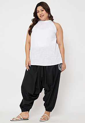 Warli Printed Pure Cotton Haram Pant in Black