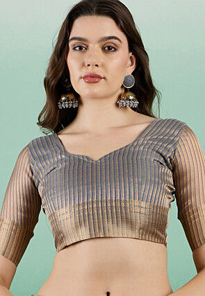 Woven   Organza Saree in Grey