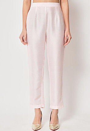 Woven Chanderi Silk Jacquard Pakistani Suit in Light Pink