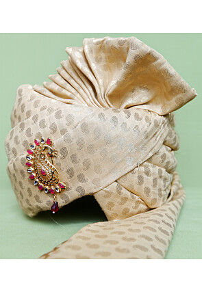 Woven Art Chanderi Silk Kids Turban in Beige